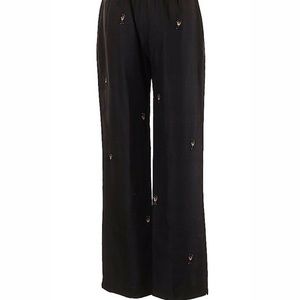 J McLaughin silk champagne embroidered pants